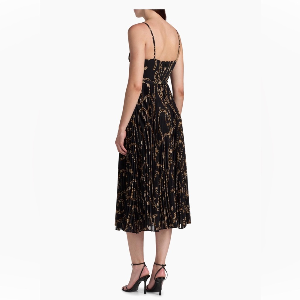 Zimmermann Sunray Pleated Picnic Midi Dress Black Chain-Print Spaghetti Strap 1 - Picture 12 of 16
